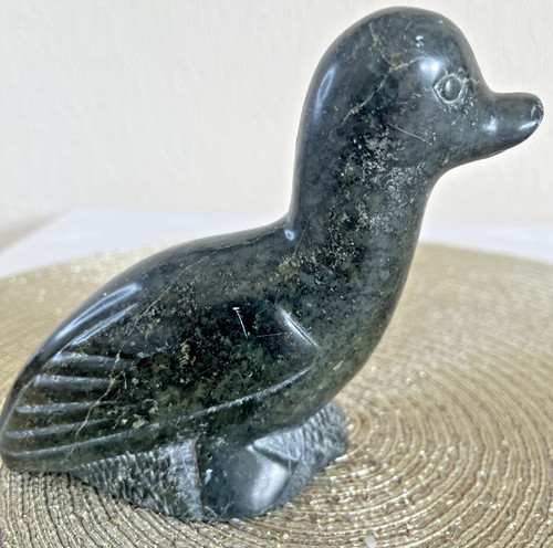 Inuit soapstone duck carving - inuit,