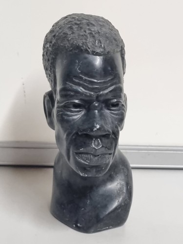 Inuit carved stone man bust - carved,